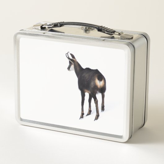 Minimalistische Alpine Chamois berggeit op sneeuw (Achterkant)