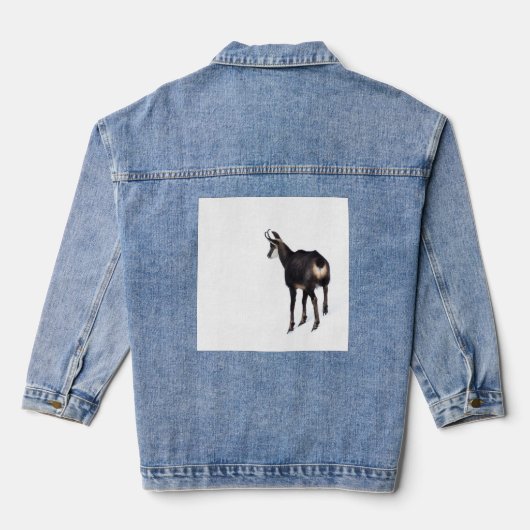 Minimalistische Alpine Chamois berggeit op sneeuw Denim Jacket (Achterkant)