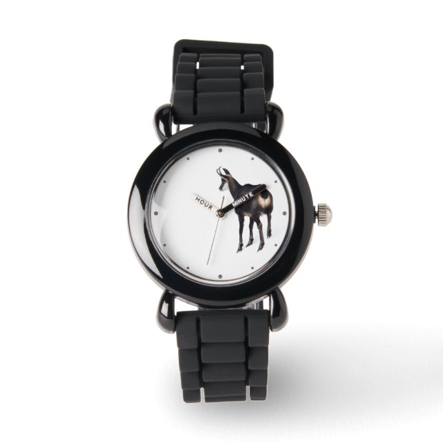 Minimalistische Alpine Chamois berggeit op sneeuw Horloge (Voorkant)