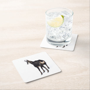 Minimalistische Alpine Chamois berggeit op sneeuw Kartonnen Onderzetters