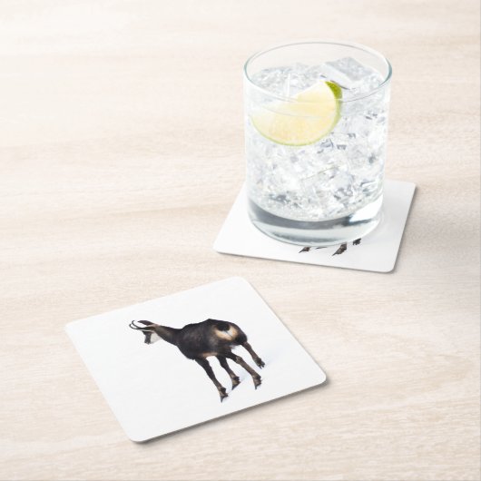 Minimalistische Alpine Chamois berggeit op sneeuw Kartonnen Onderzetters (Insitu)