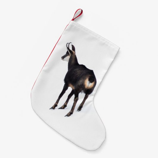 Minimalistische Alpine Chamois berggeit op sneeuw Kleine Kerstsok (Voorkant (Hangend))