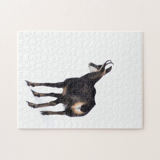 Minimalistische Alpine Chamois berggeit op sneeuw Legpuzzel (Horizontaal)