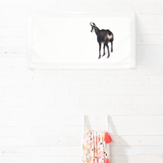 Minimalistische Alpine Chamois berggeit op sneeuw Spandoek (Insitu)