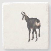 Minimalistische Alpine Chamois berggeit op sneeuw Stenen Onderzetter (Voorkant)