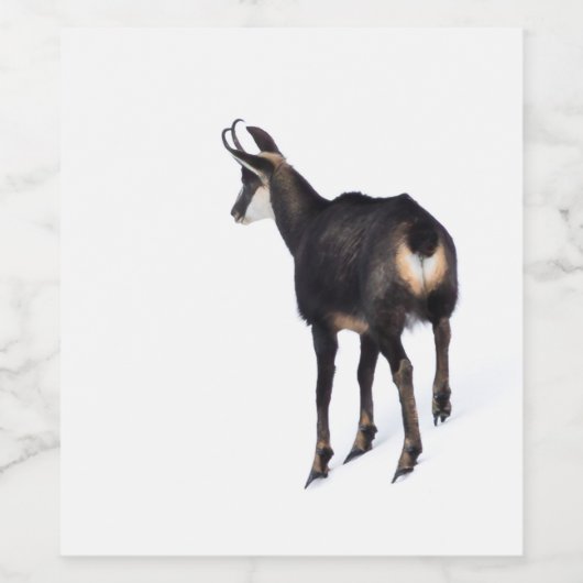 Minimalistische Alpine Chamois berggeit op sneeuw Wijn Etiket (Enkel label)