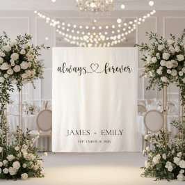 Minimalistische Always & Forever Trouwachtergrond Wandkleed