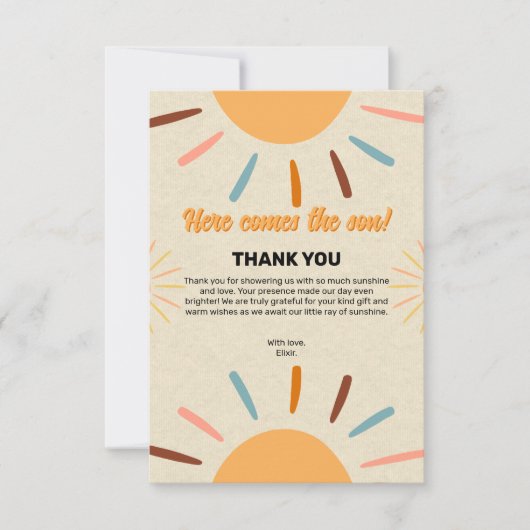 Minimalistische ambacht komt hier het Son-Baby sho Bedankkaart (Voorkant)