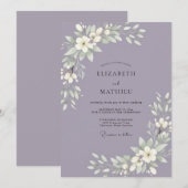 Minimalistische Amethist Blad Bruiloft Kaart (Voorkant / Achterkant)