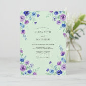 Minimalistische Amethist Wilde Bloem Bruiloft Kaart (Staand voorkant)