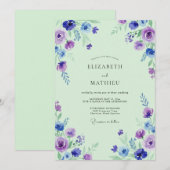 Minimalistische Amethist Wilde Bloem Bruiloft Kaart (Voorkant / Achterkant)