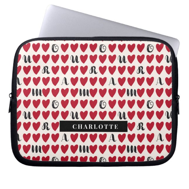 Minimalistische Amour Heart Pattern Laptop Mouwen  Laptop Sleeve (Voorkant)