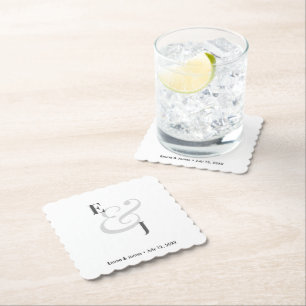 Minimalistische Ampersand Bruiloft   Cocktail Kartonnen Onderzetters