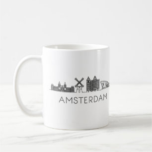 Minimalistische Amsterdam Skyline Silhouette Coffe Koffiemok