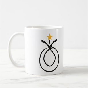 Minimalistische ananas one line art met gele ster koffiemok