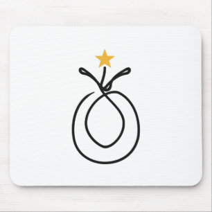 Minimalistische ananas one line art met gele ster muismat