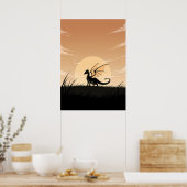 Minimalistische Anime Draak Poster (Keuken)