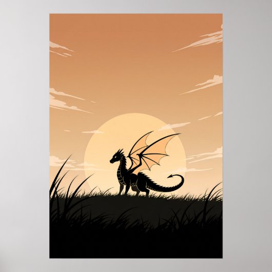 Minimalistische Anime Draak Poster (Voorkant)