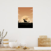 Minimalistische Anime Draak Poster (Keuken)