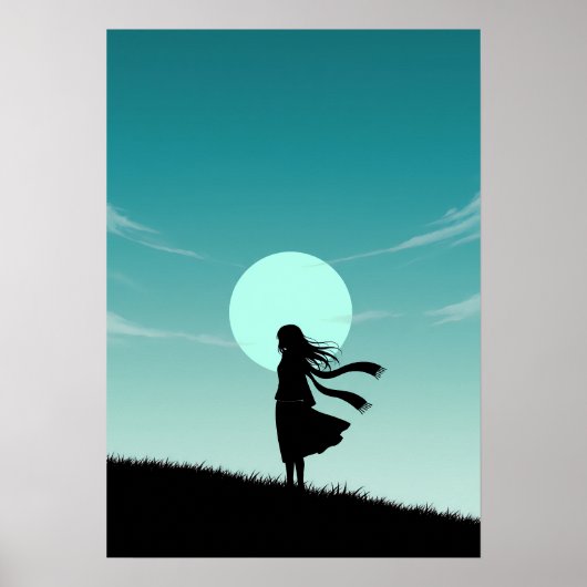 Minimalistische Anime Meisje Poster (Voorkant)