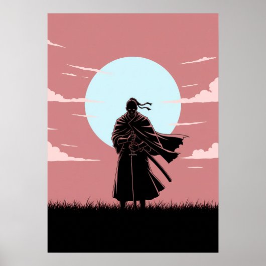 Minimalistische Anime Ronin Poster (Voorkant)