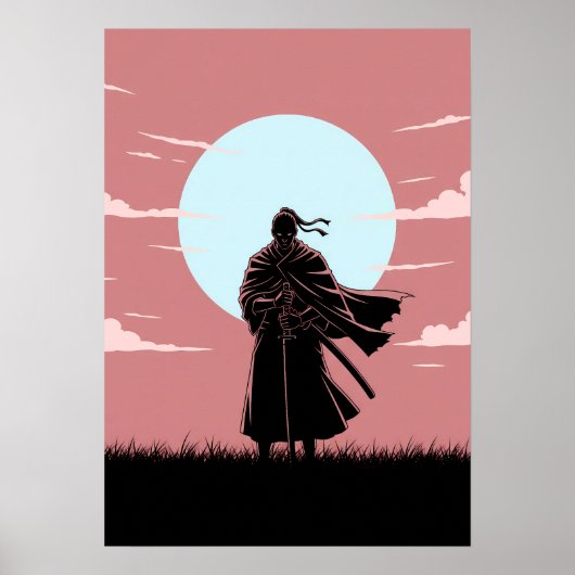 Minimalistische Anime Ronin Poster (Voorkant)