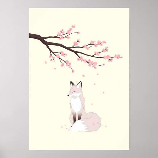 Minimalistische Anime Vos Geest Poster (Voorkant)