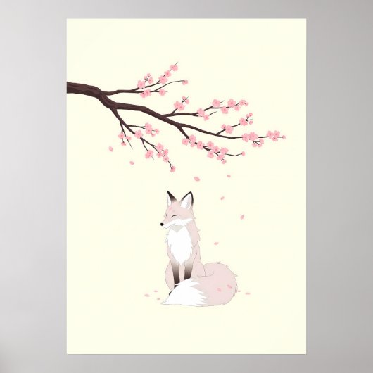 Minimalistische Anime Vos Geest Poster (Voorkant)