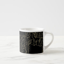 Minimalistische anjer bloemendecoratie handgeteken espresso kop