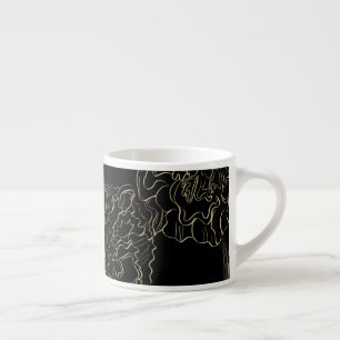 Minimalistische anjer bloemendecoratie handgeteken espresso kop