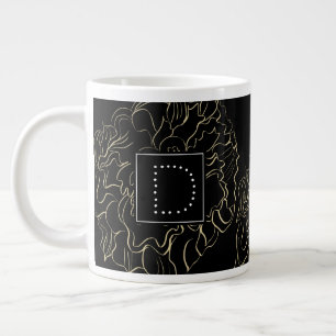 Minimalistische anjer bloemendecoratie handgeteken grote koffiekop