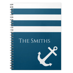 Minimalistische anker- en streepjes maritieme notitieboek