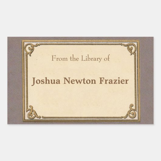 Minimalistische Antiek Bookplate Rechthoekige Sticker (Voorkant)