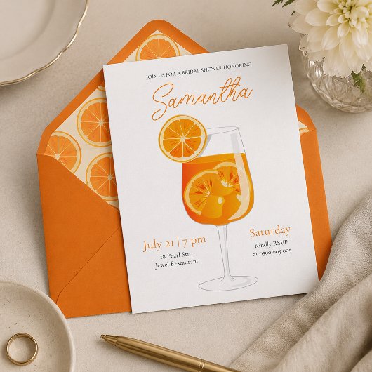 Minimalistische Aperol Spritz Bruidsfeest Kaart