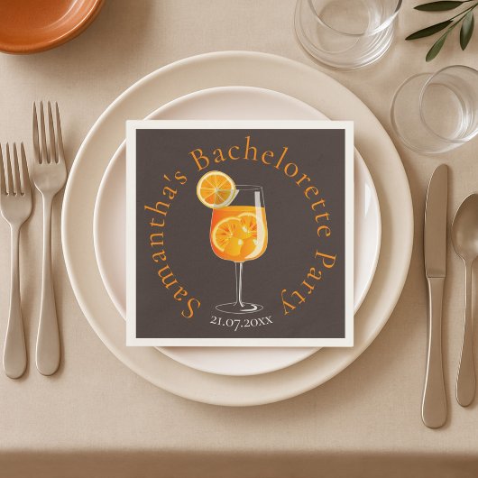 Minimalistische Aperol Spritz vrijgezellenfeest Servet