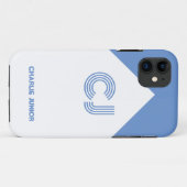 Minimalistische Aqua Blau & Witte Retro Monogram Case-Mate iPhone Case (Achterkant (horizontaal))