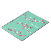 Minimalistische Aqua Blauwgroen Cherry Blossom & H Notitieboek (Linkerzijde)