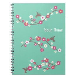 Minimalistische Aqua Blauwgroen Cherry Blossom & H Notitieboek