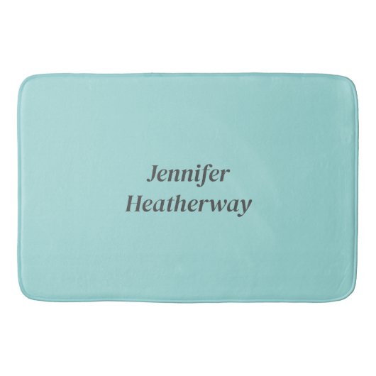 Minimalistische aqua blue aangepaste naam badmat (Voorkant)