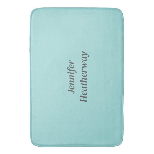 Minimalistische aqua blue aangepaste naam badmat (Voorkant Verticaal)