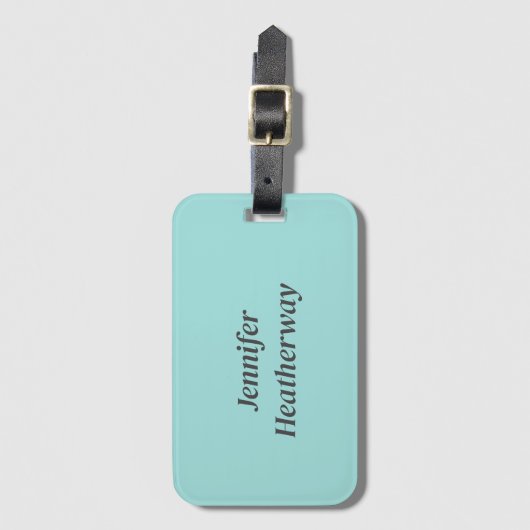 Minimalistische aqua blue aangepaste naam bagagelabel (Voorkant (verticaal))