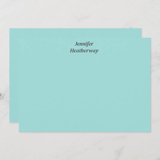 Minimalistische aqua blue aangepaste naam bedankkaart (Voorkant / Achterkant)