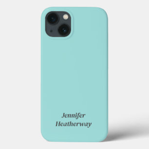 Minimalistische aqua blue aangepaste naam Case-Mate iPhone case