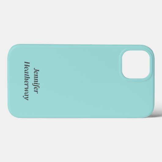 Minimalistische aqua blue aangepaste naam Case-Mate iPhone case (Achterkant (horizontaal))