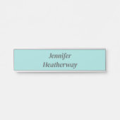 Minimalistische aqua blue aangepaste naam deurbordje (Voorkant)