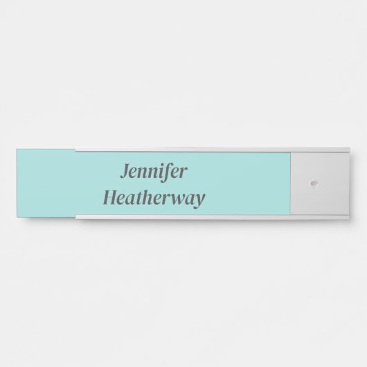 Minimalistische aqua blue aangepaste naam deurbordje (Voorkant)