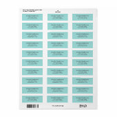 Minimalistische aqua blue aangepaste naam etiket (Full Sheet)