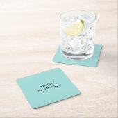 Minimalistische aqua blue aangepaste naam kartonnen onderzetters (Insitu)