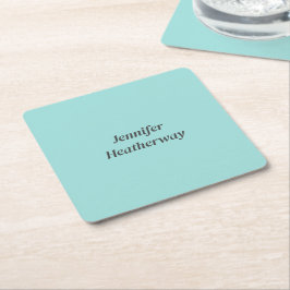 Minimalistische aqua blue aangepaste naam kartonnen onderzetters