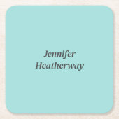 Minimalistische aqua blue aangepaste naam kartonnen onderzetters (Voorkant)